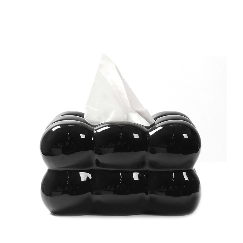 Ceramic-Tissue-Box-Holder-Modern-Creative-Bubble-Shaped-Tissue-Box-for-Living-Room-Bedroom-Table-Decoration-2 20 CM Ceramic Tissue Box Holder Modern Creative Bubble Shaped Tissue Box for Living Room Bedroom and Table Decoration 1 Piece Black - Image 1