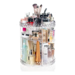 28 CM Acrylic 360° Rotating Makeup Organizers Display Spinning Organizer Stand Adjustable Storage Display Case for Perfume Cosmetic and Makeup 1 Piece