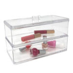 Clear Acrylic Stackable Storage Box with Lid Multipurpose Drawer Organizer for Makeup Cosmetics Cotton Ball and Accessories 1 Piece