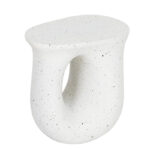 45 CM Lightweight Concrete Outdoor Side Table U-Shaped Coffee Table End Tables Garden Stool Bedside Table for Home Decor Living Room and Bedroom White