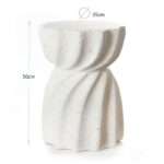 35 CM Lightweight Concrete Outdoor Side Table Round Unique Shape Coffee Table End Tables Garden Stool for Home Decor Living Room and Bedroom White - Image 3