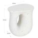 45 CM Lightweight Concrete Outdoor Side Table U-Shaped Coffee Table End Tables Garden Stool Bedside Table for Home Decor Living Room and Bedroom White - Image 3