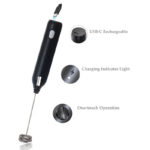 Handheld Electric Milk Frother 3 Mixing Modes Rechargeable Mini Whisk Foam Maker for Coffee Cappuccino Latte and Hot Chocolate 1 Piece Black - Image 2