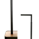 Adjustable Iron Toilet Paper Holder with Non Slip Heavy Duty Wooden Base Freestanding Toilet Roll Stand Bathroom Tissue Rack Holds Up to 4 Rolls Black - Image 4