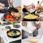 Kitchen Utensils Sets 11Pcs Silicone Cooking Utensils Sets with Holder 5Pcs Stainless Steel Kitchen Knife Set with Holder Scissor and Cutting Board - Image 4