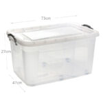 60 L Multipurpose Clear Plastic Storage Box with Lid and Wheels Stackable Storage and Organizer Container for Home Kitchen and Office 1 Piece - Image 3