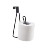 Over The Tank Toilet Tissue Roll Paper Holder Stand Metal Toilet Paper Holders Stand Dispenser for Bathroom Storage and Organization 1 Piece Black