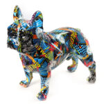 40 CM Resin Colorful French Bulldog Sculpture Figurines Graffiti Bulldog Figurine Display Art Statue Decorative Ornaments for Home Decor