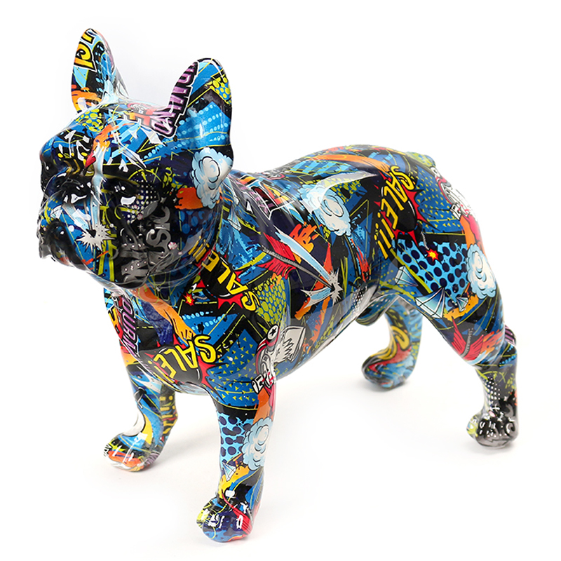 Resin Colorful French Bulldog Sculpture Figurines Graffiti Bulldog Display Art Statue Decorative Ornaments for Home Decor (1) 40 CM Resin Colorful French Bulldog Sculpture Figurines Graffiti Bulldog Figurine Display Art Statue Decorative Ornaments for Home Decor - Image 1