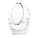 Set of 3 Borosilicate Glass Salad Bowl Multipurpose Pyrex Heat Resistant Bowls Suitable for Fruits Grains Flour Mixture Cream and Desserts - Image 2