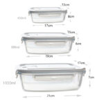 Set of 3 Glass Meal Prep Container with Airtight Leakproof Locking Lid Glass Storage Container for Lunch Food Prep and Lunch Box - Image 3