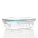 Set of 3 Striped Glass Meal Prep Container with Airtight Leakproof Locking Lid Glass Storage Container for Lunch Food Prep and Lunch Box - Image 5