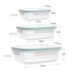 Set of 3 Striped Glass Meal Prep Container with Airtight Leakproof Locking Lid Glass Storage Container for Lunch Food Prep and Lunch Box - Image 3