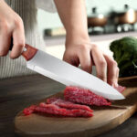 Stainless Steel Kitchen Knife with Wooden Ergonomic Handle for Cutting Meat Vegetables and Fruits 1 Piece - Image 2