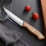 Stainless Steel Kitchen Knife with Wooden Ergonomic Handle for Cutting Meat Vegetables and Fruits 1 Piece - Image 4