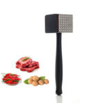 Stainless Steel Meat Pestle Double Sided Pestles Tenderizer Steak Meat Grinder Kitchen Tools for Steaks Chicken and Beef 1 Piece Black