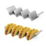 33 CM Stainless Steel Stand Rack with Handles Tortilla Holder Serving Tray with 4 Compartments for Restaurant and Home Use Silver