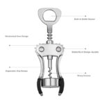 Zinc Alloy Wine Bottle Opener Multifunctional Wing Corkscrew Opener Wine Corkscrew with Ergonomic Non Slip Handle and Sharp Screw 1 Piece Silver - Image 4