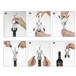 Zinc Alloy Wine Bottle Opener Multifunctional Wing Corkscrew Opener Wine Corkscrew with Ergonomic Non Slip Handle and Sharp Screw 1 Piece Silver - Image 5