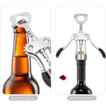 Zinc Alloy Wine Bottle Opener Multifunctional Wing Corkscrew Opener Wine Corkscrew with Ergonomic Non Slip Handle and Sharp Screw 1 Piece Silver - Image 2