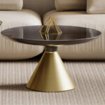 75 CM Tempered Glass Top Coffee Table with Stainless Steel Base Side Table for Living Room Guest Room and Bedroom