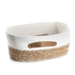 Wooden Storage Cabinet with 4 Woven Baskets Slim Chest of Drawers Storage Cabinets Unit Organizer for Bathroom Living Room and Bedroom 1 Piece - Image 4