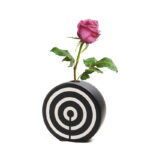 13 CM Striped Ceramic Circular Shape Flower Vase Modern and Abstract Vases Centerpiece Decorative Ornaments for Home Decor 1 Piece Black and White - Image 2