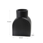 15 CM Ribbed Ceramic Flower Vase Matte Finishing Rustic Boho Design Vases Centerpiece Decorative Ornaments for Home Decor 1 Piece Black - Image 3