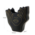 16 CM Ceramic Face Shape Flower Vase Multipurpose Head Design Vases Centerpiece Decorative Ornaments for Home Decor 1 Piece Black - Image 3