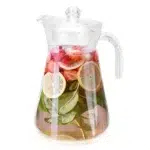 2 L Acrylic Carafe Pitcher with Lid and Handle Unbreakable Jug Drink Container for Water Iced Tea Juice and Cold Beverage 1 Piece Transparent