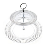 2 Tier Acrylic Cake Stand with Stainless Steel Hole Handle Display Serving Stands Round Dessert Tray for Cake Candies and Appetizers 1 Piece