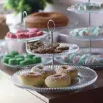 2 Tier Acrylic Cake Stand with Stainless Steel Hole Handle Display Serving Stands Round Dessert Tray for Cake Candies and Appetizers 1 Piece - Image 4