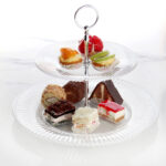 2 Tier Acrylic Cake Stand with Stainless Steel Hole Handle Display Serving Stands Round Dessert Tray for Cake Candies and Appetizers 1 Piece - Image 2