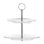 2 Tier Acrylic Cake Stand with Stainless Steel Hole Handle Display Serving Stands Round Dessert Tray for Cake Candies and Appetizers 1 Piece - Image 3