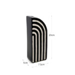 20 CM Striped Ceramic Half Arch Shape Flower Vase Modern and Abstract Vases Centerpiece Decorative Ornaments for Home Decor 1 Piece Black and White - Image 3
