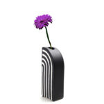 20 CM Striped Ceramic Half Arch Shape Flower Vase Modern and Abstract Vases Centerpiece Decorative Ornaments for Home Decor 1 Piece Black and White - Image 2