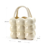 24 CM Modern Creative Ceramic Flower Vase with Handle Glazed Finishing Bubble Design Vases Centerpiece Decorative Ornaments for Home Decor 1 Piece - Image 3