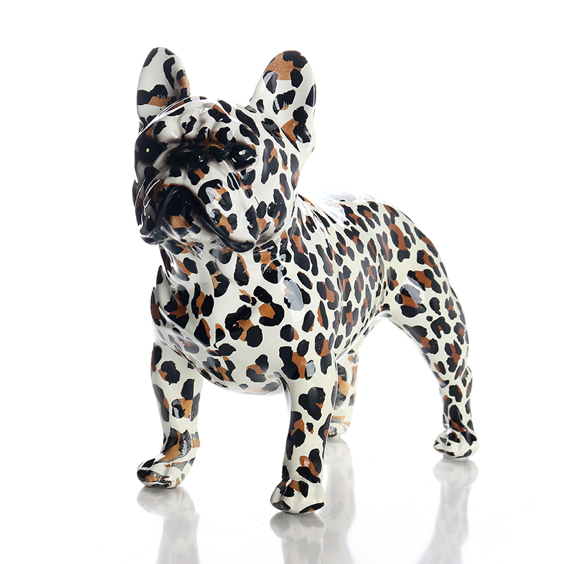 27 CM Resin Colorful French Bulldog Sculpture Figurines Graffiti Bulldog Figurine Display Art Statue Decorative Ornaments for Home Decor - Image 1