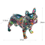 27 CM Resin Colorful French Bulldog Sculpture Figurines Graffiti Bulldog Figurine Display Art Statue Decorative Ornaments for Home Decor - Image 3