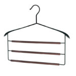 3 Layers Metal Trouser Hangers Space Saving Wooden Slim Design Multifunctional Clothes Hanger for Trousers Skirts Pants and Scarves 1 Piece
