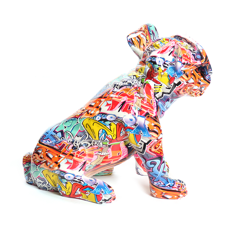 26 CM Resin Colorful French Bulldog Wearing Glasses Sculpture Figurines Graffiti Bulldog Figurine Decorative Ornaments Statue for Home Decor - Image 4