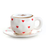 300 ML Ceramic Coffee Mug with Saucer Heat Resistant Hand Painted Heart Patterned Ceramic Cup for Coffee Tea and Hot Chocolate - Image 5
