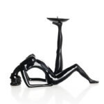 38 CM Handmade Resin Acrobat Girl Sculpture Figurines Beauty Candlestick Figurine Gymnast Display Art Statue Decorative Ornaments for Home Decor Black - Image 4