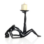 38 CM Handmade Resin Acrobat Girl Sculpture Figurines Beauty Candlestick Figurine Gymnast Display Art Statue Decorative Ornaments for Home Decor Black