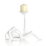 38 CM Handmade Resin Acrobat Girl Sculpture Figurines Beauty Candlestick Figurine Gymnast Display Art Statue Decorative Ornaments for Home Decor White