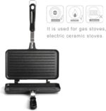 Aluminum Double Sided Sandwich Maker Non Stick Grill Panini Maker Pan with Handle Stovetop Toasted Flip Pan Indoor Outdoor Home Kitchen Breakfast - Image 2