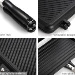 Aluminum Double Sided Sandwich Maker Non Stick Grill Panini Maker Pan with Handle Stovetop Toasted Flip Pan Indoor Outdoor Home Kitchen Breakfast - Image 4