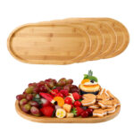 Bamboo Wooden Oval Tray Multipurpose Serving Trays Oval Serving Platters for Fruits Cheese Snacks and Desserts 1 Piece