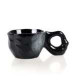 300 ML Handcrafted Ceramic Coffee Mug with Handle Heat Resistant Creative Design Mugs Ceramic Cup for Coffee Tea Milk and Hot Chocolate 1 Piece Black