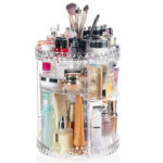32 CM Acrylic 360° Rotating Makeup Organizers Display Spinning Organizer Stand Adjustable Storage Display Case for Perfume Cosmetic and Makeup 1 Piece